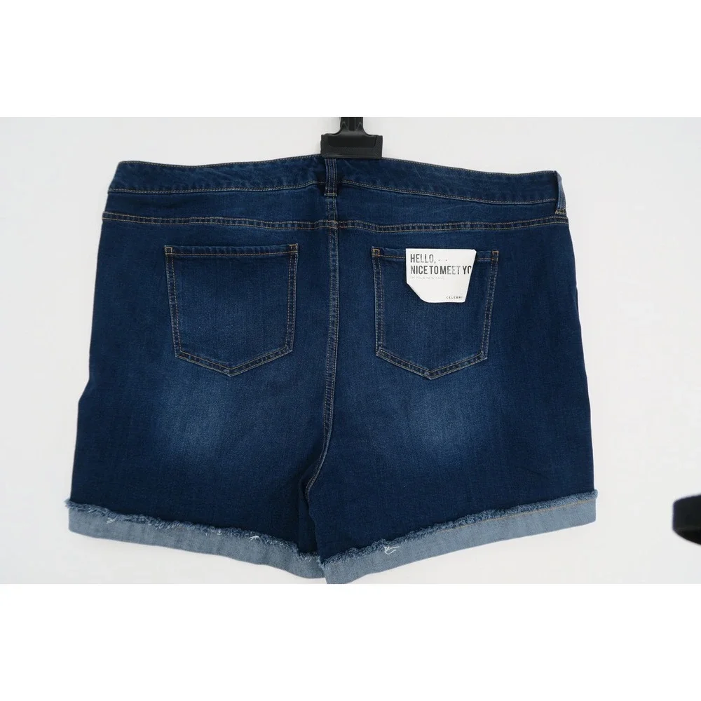 Celebrity Pink Womens Plus Size 24 Distressed Denim Shorts Blue ‎ NEW